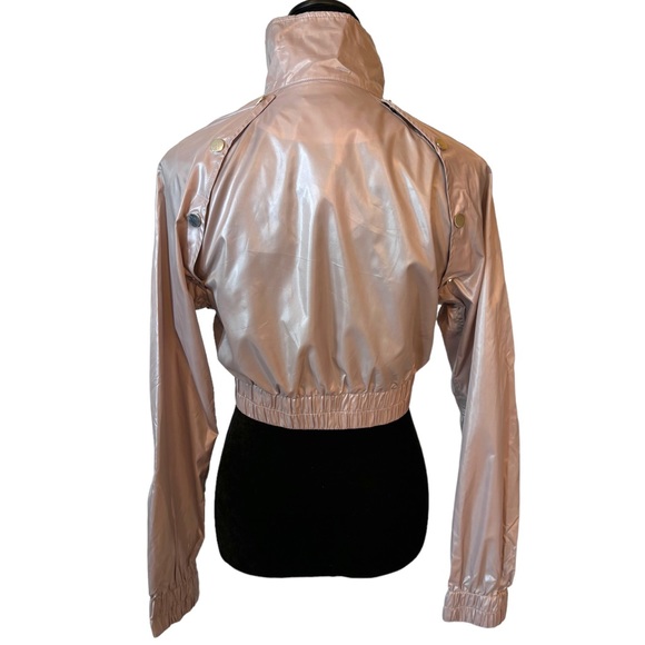 BCBGMAXAZRIA Runway Collection Crop Pink Beige Windbreaker Jacket - Picture 7 of 7